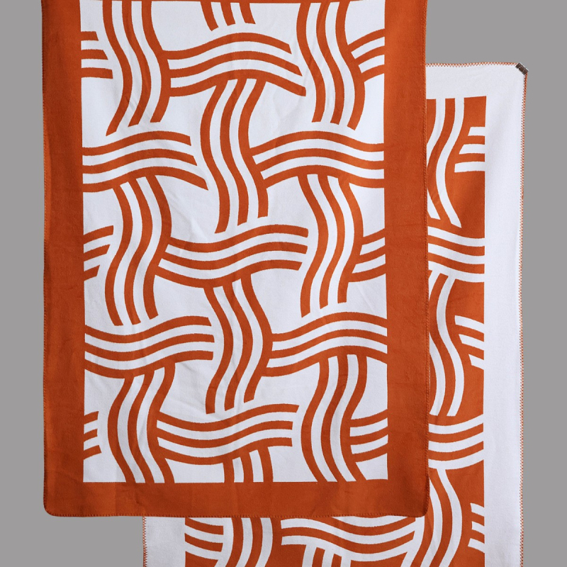 Skandinavski minimalistička pleteni deka za zimu, pamuk-akril smjesa, 450 g, geometrijski uzor