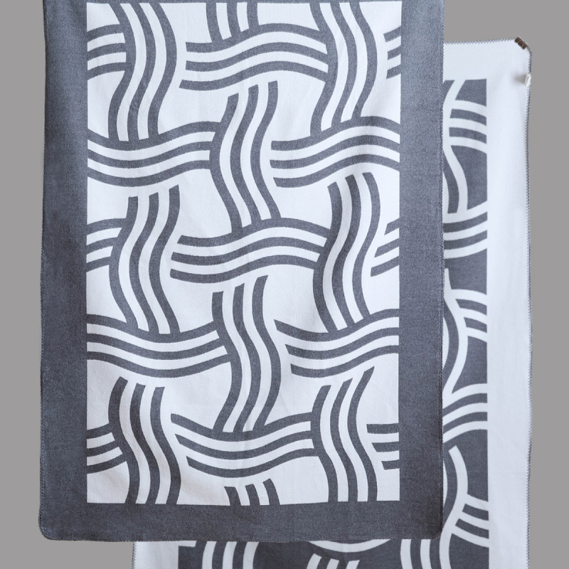 Skandinavski minimalistička pleteni deka za zimu, pamuk-akril smjesa, 450 g, geometrijski uzor