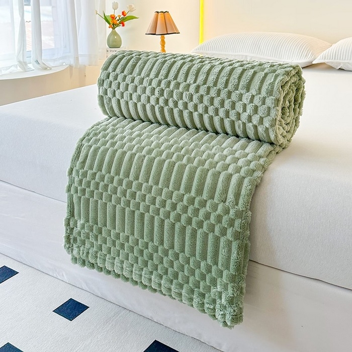 Deka od koralnog flisa, zimska, jednobojni uzorak, europski i američki stil
