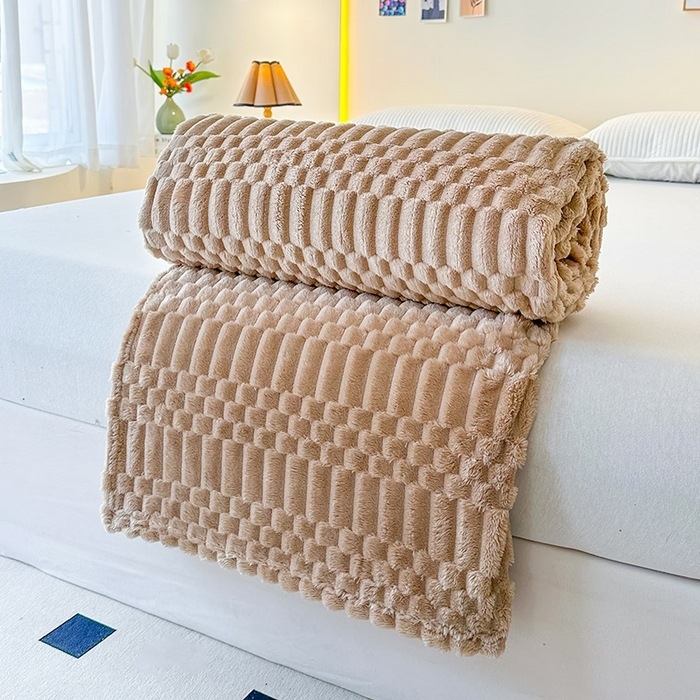 Deka od koralnog flisa, zimska, jednobojni uzorak, europski i američki stil