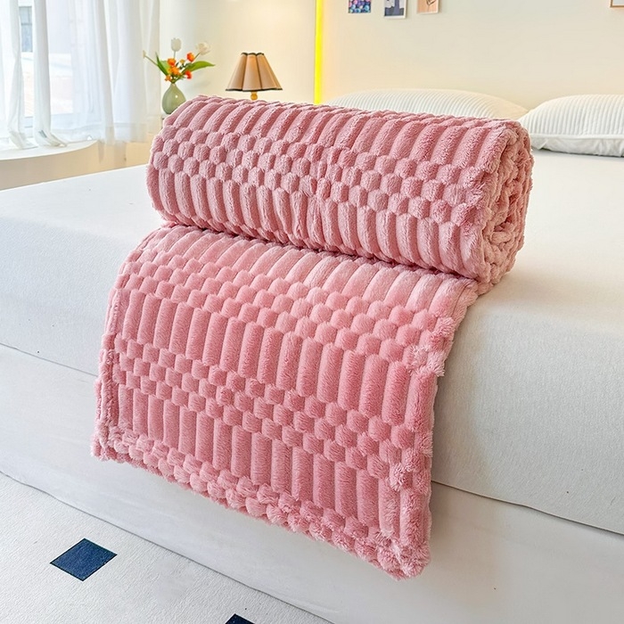 Deka od koralnog flisa, zimska, jednobojni uzorak, europski i američki stil