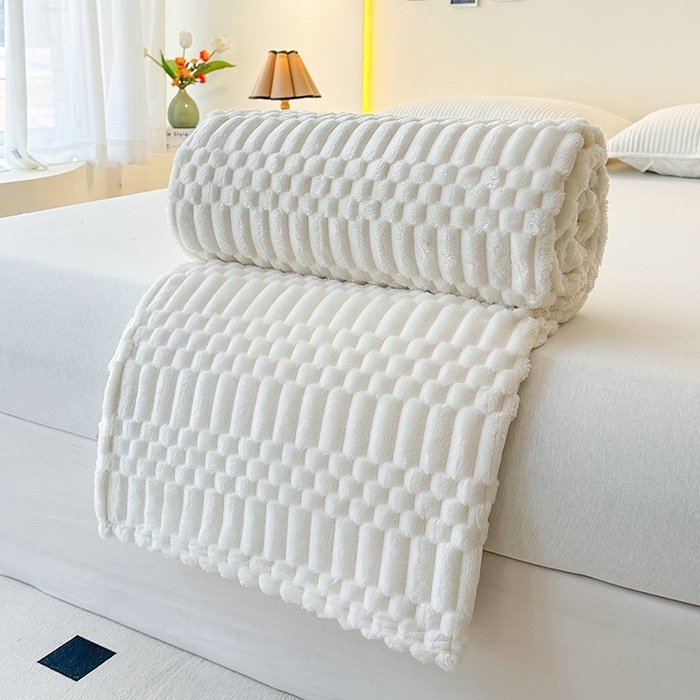 Deka od koralnog flisa, zimska, jednobojni uzorak, europski i američki stil
