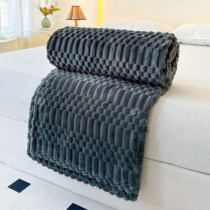Deka od koralnog flisa, zimska, jednobojni uzorak, europski i američki stil