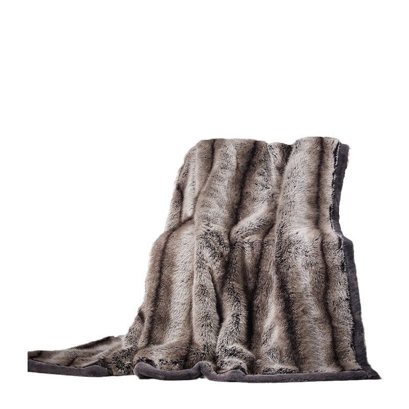 Zimska deka s umjetnom lisicom, Raschel, 200×230 cm, 5,5 kg, jednobojna, za krevet i kauč