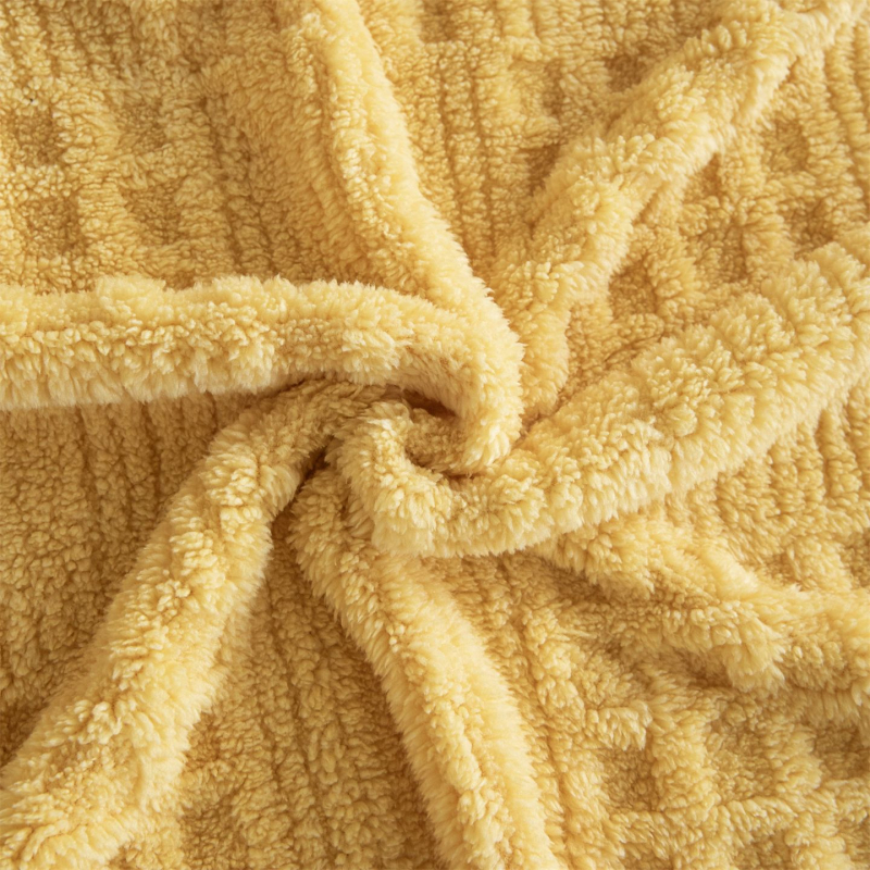 Jesen-zimska jacquard deka od mliječnog velura, jedne boje, s uzorkom waffles, za krevet i ured