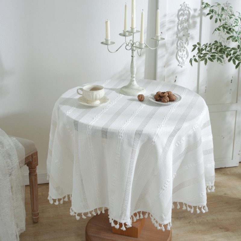 Stolnjak Lexuanxiu, poliester, kružnog oblika, karirani uzorak, nordijski stil
