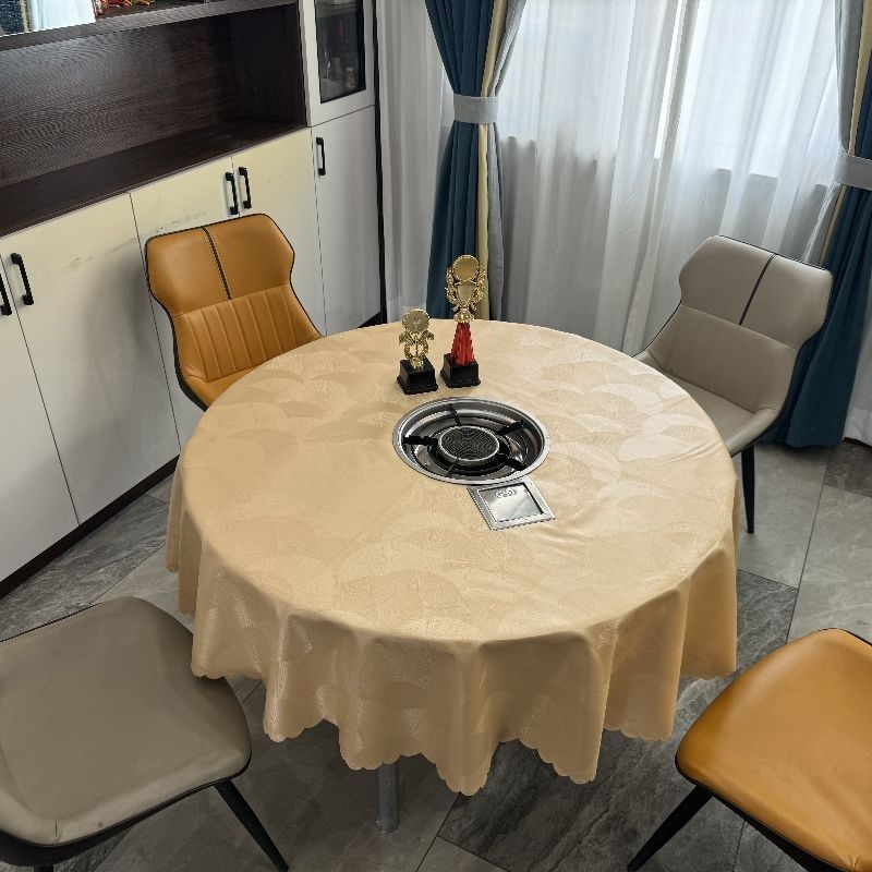 Kružna stolnjka za restorane s Hot Pot, vodootporna i otporna na ulje, pogodna za hotelsku i kućnu upotrebu, može se pričvrstiti čavlima