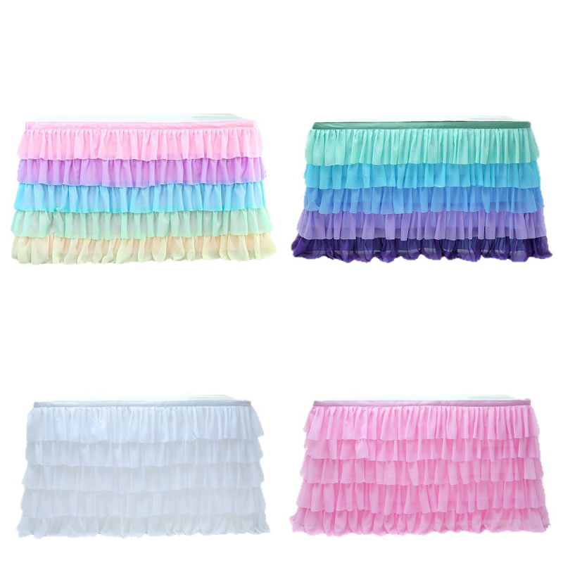 Fustă de masă din plasă, formă dreptunghiulară, model solid, stil hotel, etichetă privată licențiată