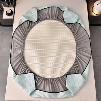 Lateksa gultas pārklājuma komplekts (3 daļas) ar izšuvumu, 5 mm biezums, vasaras stils, mazgāšana mazgājamā mašīnā, dabīgs latekss 80-90%