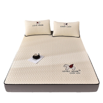 Lateksa gultas pārklājuma komplekts (3 daļas) ar izšuvumu, 5 mm biezums, vasaras stils, mazgāšana mazgājamā mašīnā, dabīgs latekss 80-90%