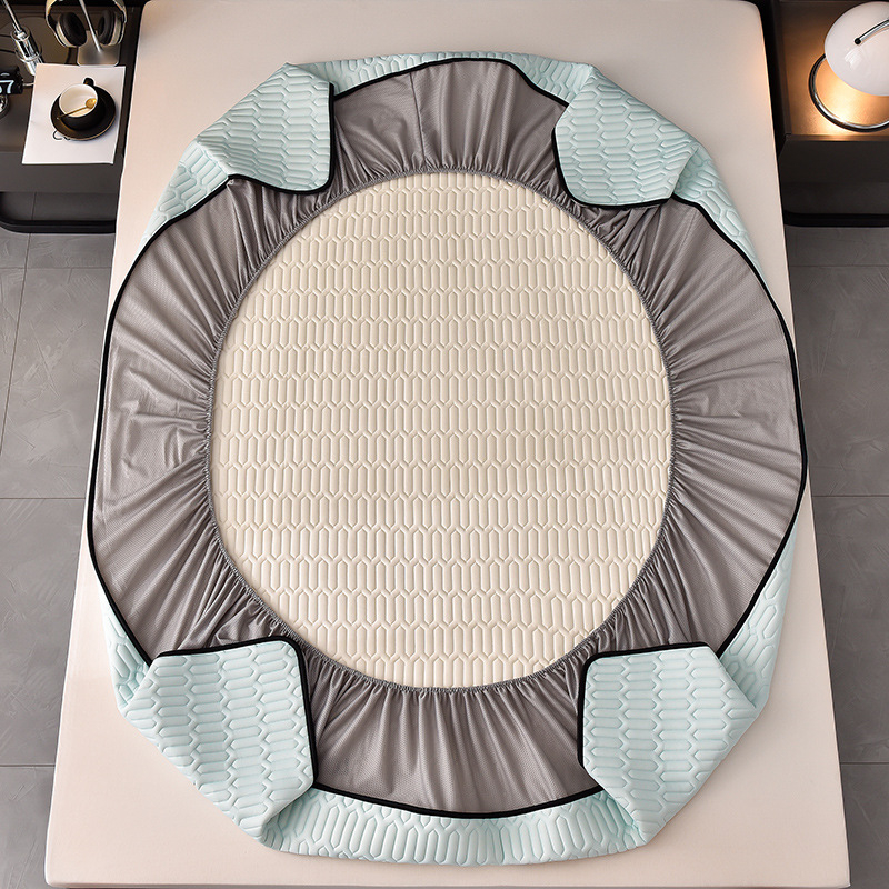 Lateksa gultas pārklājuma komplekts (3 daļas) ar izšuvumu, 5 mm biezums, vasaras stils, mazgāšana mazgājamā mašīnā, dabīgs latekss 80-90%