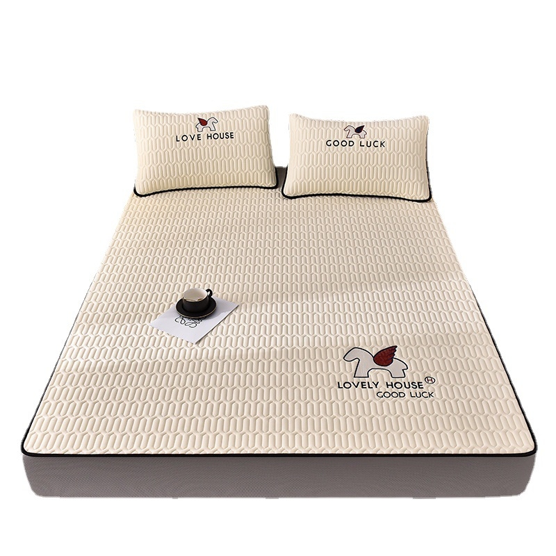 Lateksa gultas pārklājuma komplekts (3 daļas) ar izšuvumu, 5 mm biezums, vasaras stils, mazgāšana mazgājamā mašīnā, dabīgs latekss 80-90%