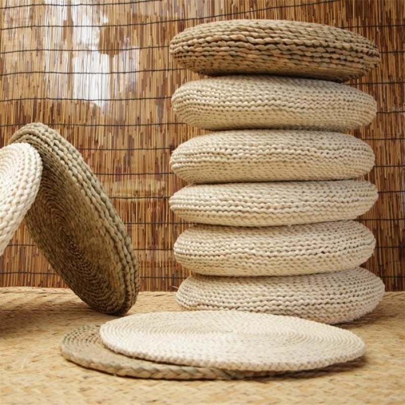 Perna în formă U, stil japonez, umplutură din fibre de mătase, model cu plante, design modern minimalist