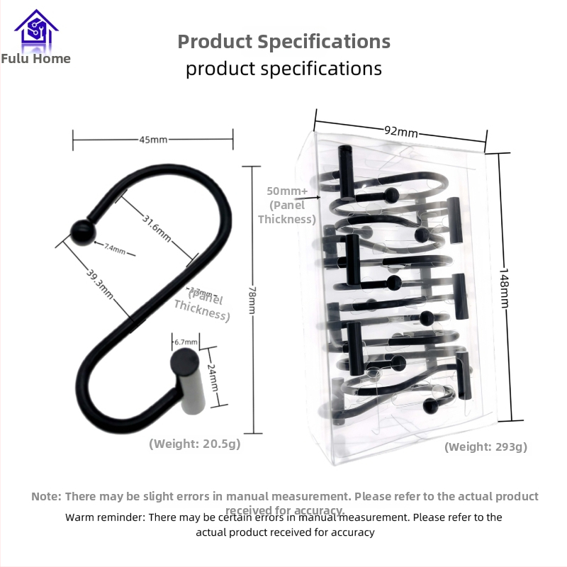 Kovová závesová karabína, valcovitý T- a S-tvar, moderný minimalistický štýl, fu'luo