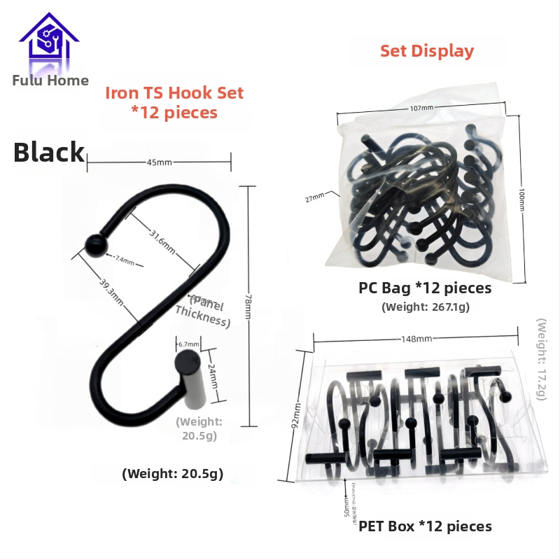 Metāla aizkaru karabīne, cilindriskā T- un S-formas dizains, mūsdienīgs minimālisma stils, fu'luo