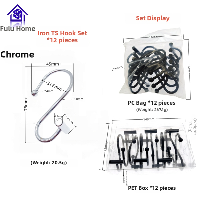 Metāla aizkaru karabīne, cilindriskā T- un S-formas dizains, mūsdienīgs minimālisma stils, fu'luo