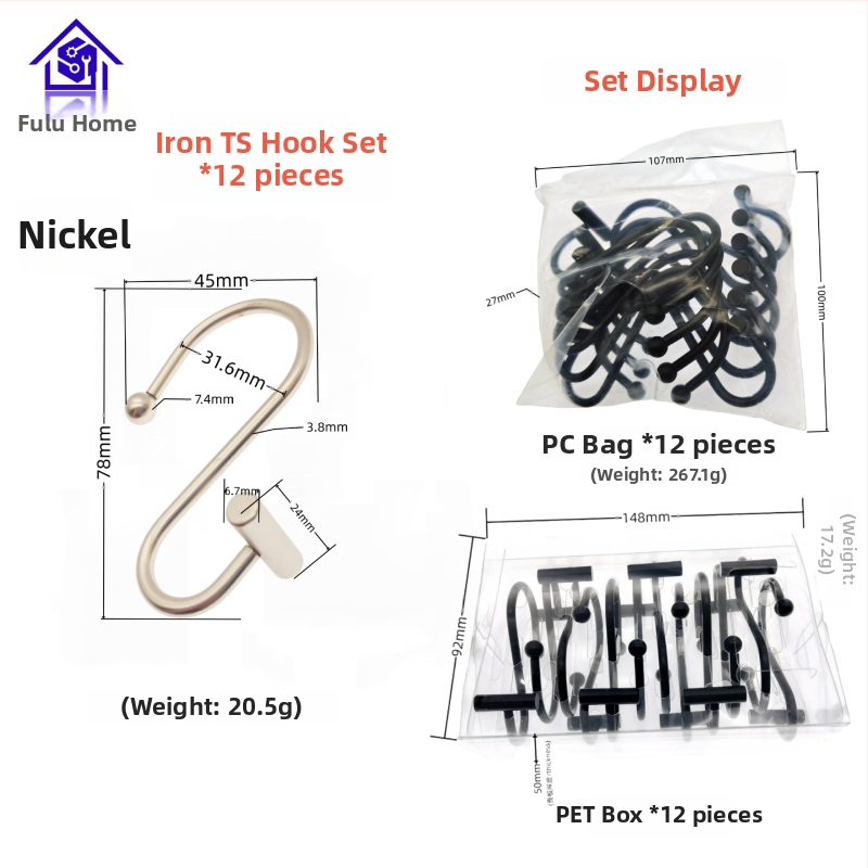 Metāla aizkaru karabīne, cilindriskā T- un S-formas dizains, mūsdienīgs minimālisma stils, fu'luo