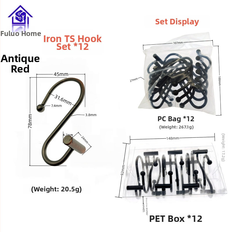 Metāla aizkaru karabīne, cilindriskā T- un S-formas dizains, mūsdienīgs minimālisma stils, fu'luo