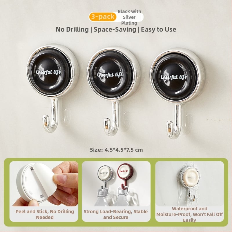 Κρεμάστρα πόρτας με ισχυρή κόλλα, χωρίς διάτρηση, για κουζίνα και μπάνιο, μονός γάντζος, πλαστικό κατάλληλο για τρόφιμα, μέγιστο φορτίο 2 kg