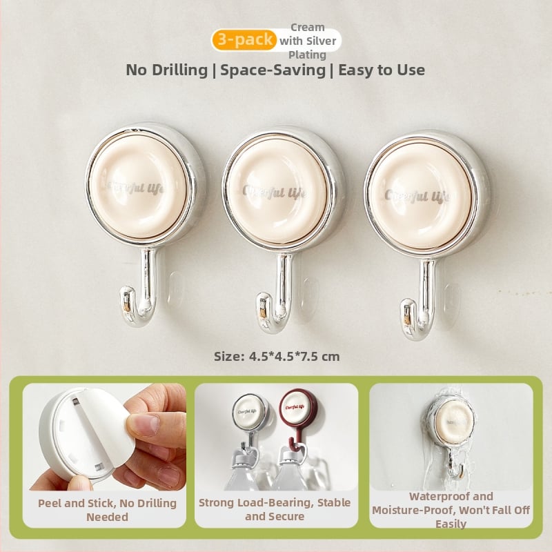 Κρεμάστρα πόρτας με ισχυρή κόλλα, χωρίς διάτρηση, για κουζίνα και μπάνιο, μονός γάντζος, πλαστικό κατάλληλο για τρόφιμα, μέγιστο φορτίο 2 kg