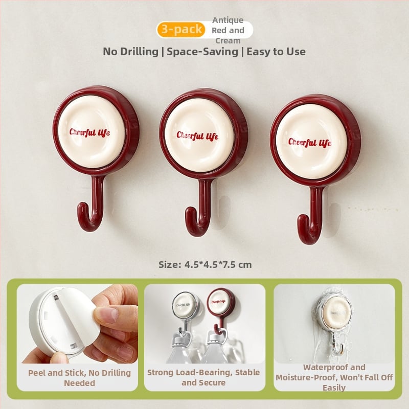 Κρεμάστρα πόρτας με ισχυρή κόλλα, χωρίς διάτρηση, για κουζίνα και μπάνιο, μονός γάντζος, πλαστικό κατάλληλο για τρόφιμα, μέγιστο φορτίο 2 kg