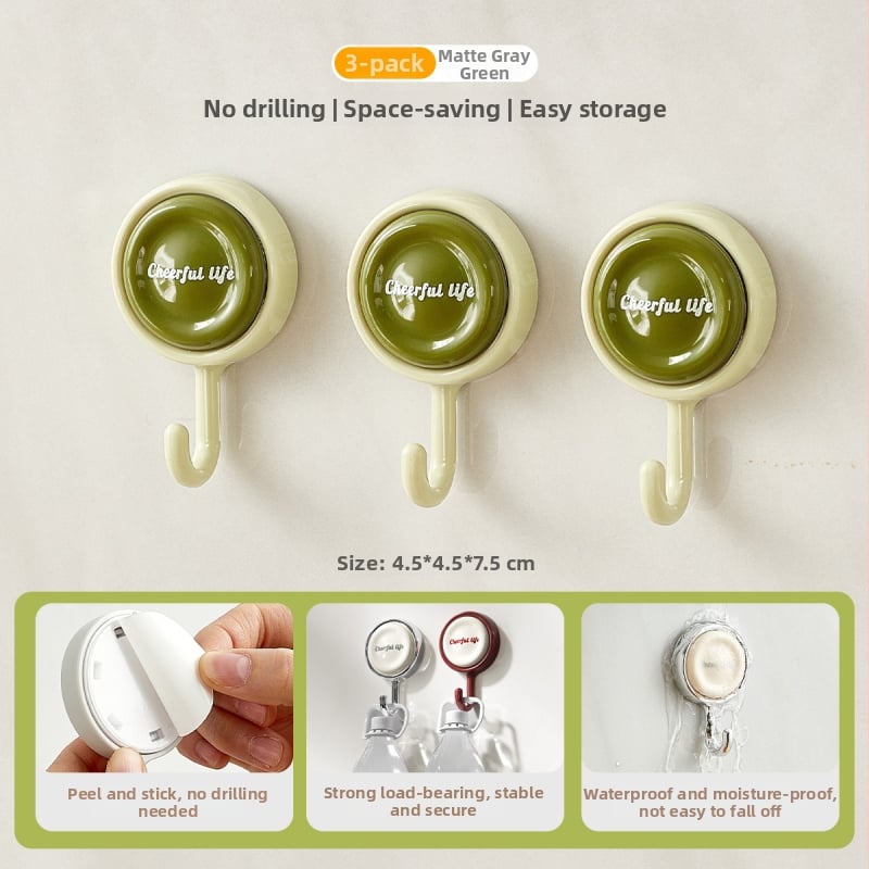 Κρεμάστρα πόρτας με ισχυρή κόλλα, χωρίς διάτρηση, για κουζίνα και μπάνιο, μονός γάντζος, πλαστικό κατάλληλο για τρόφιμα, μέγιστο φορτίο 2 kg