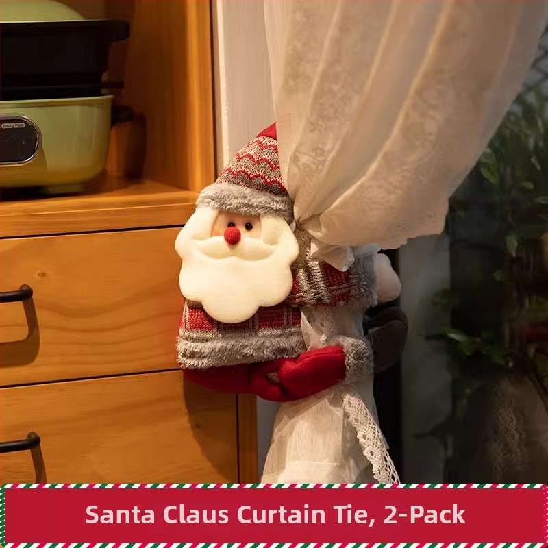 Bangfa Ziemassvētku multenes aizkaru siksnas – audums, pāris sprādzes, guļamistabai un viesistabai