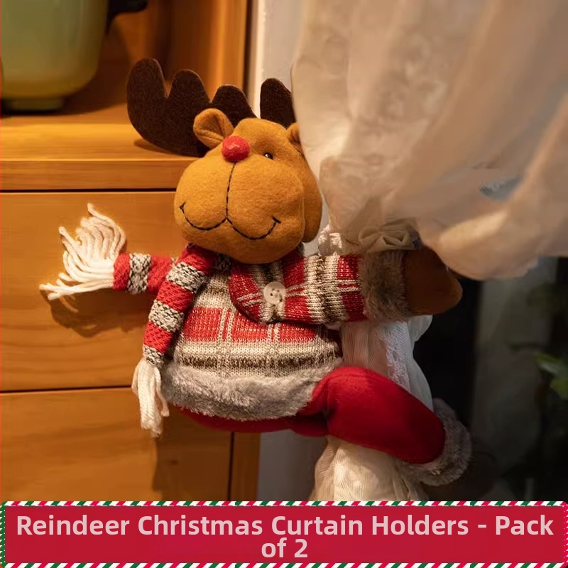 Bangfa Ziemassvētku multenes aizkaru siksnas – audums, pāris sprādzes, guļamistabai un viesistabai