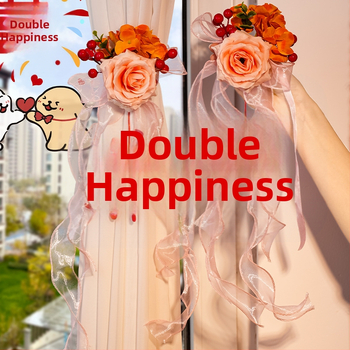 Kāzu istabas dekors: aizkarti aizkars ar dubulto laimes piekari; Materiāls: lentīte; Zīmols: Flower spark red; Preces kods: 2015712; Iepakojums: Opp bag