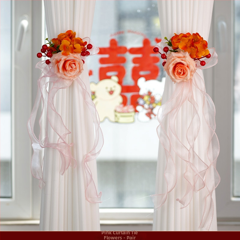 Kāzu istabas dekors: aizkarti aizkars ar dubulto laimes piekari; Materiāls: lentīte; Zīmols: Flower spark red; Preces kods: 2015712; Iepakojums: Opp bag