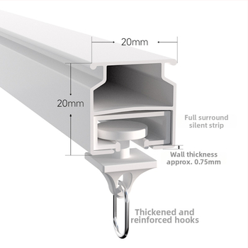 Aizkaru furnitūra — alumīnija sakausējums — piemērots karājamu aizkaru piekāršanai — zīmols Shenzhou Yuye — moderns un minimālisks stils