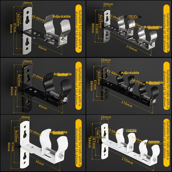 Szabályozható, univerzális függönyrúdtartó - rozsdamentes acélból, felső és oldalsó rögzítés, kompatibilis egyrudú vagy kettős rúdhoz
