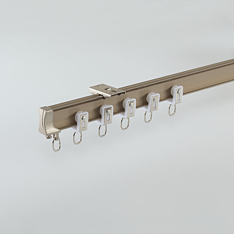 Alumīnija aizkaru sliede, modelis JFL-F07, roku izliekama, griestu vai sānu uzstādīšanai, piemērota aizkariem tipam suspensija