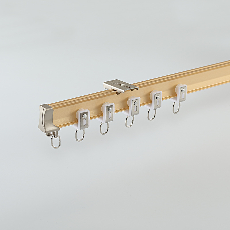 Alumīnija aizkaru sliede, modelis JFL-F07, roku izliekama, griestu vai sānu uzstādīšanai, piemērota aizkariem tipam suspensija