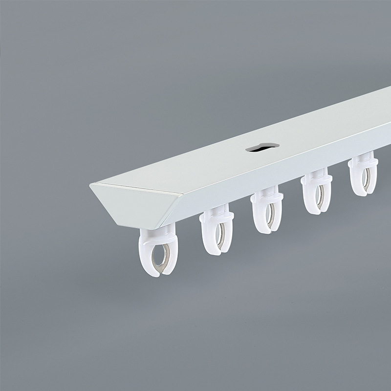 JFL-V01 Īss alumīnija aizkaru sliede, slēpts V-veida dizains, viegls luksusa uzstādīšanas komplekts ar blīvi, rullīti un līmi