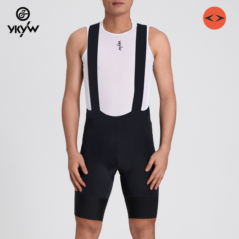 Velosipēdu bib šorti ar siksnām, mitrumu vadus audums, sintētisko šķiedru maisījums, vienkrāsains, vasara, vīrietis