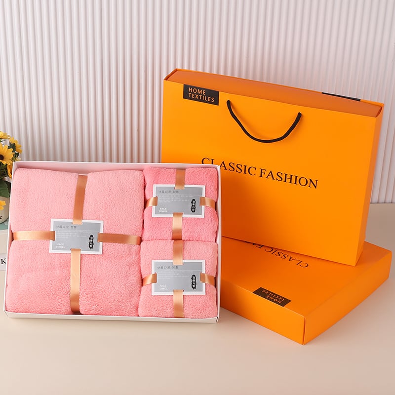 Darčeková súprava uterákov v darčekovej krabičke, korálový zamat, 32 kusov, česaná priadza, ploché tkanie