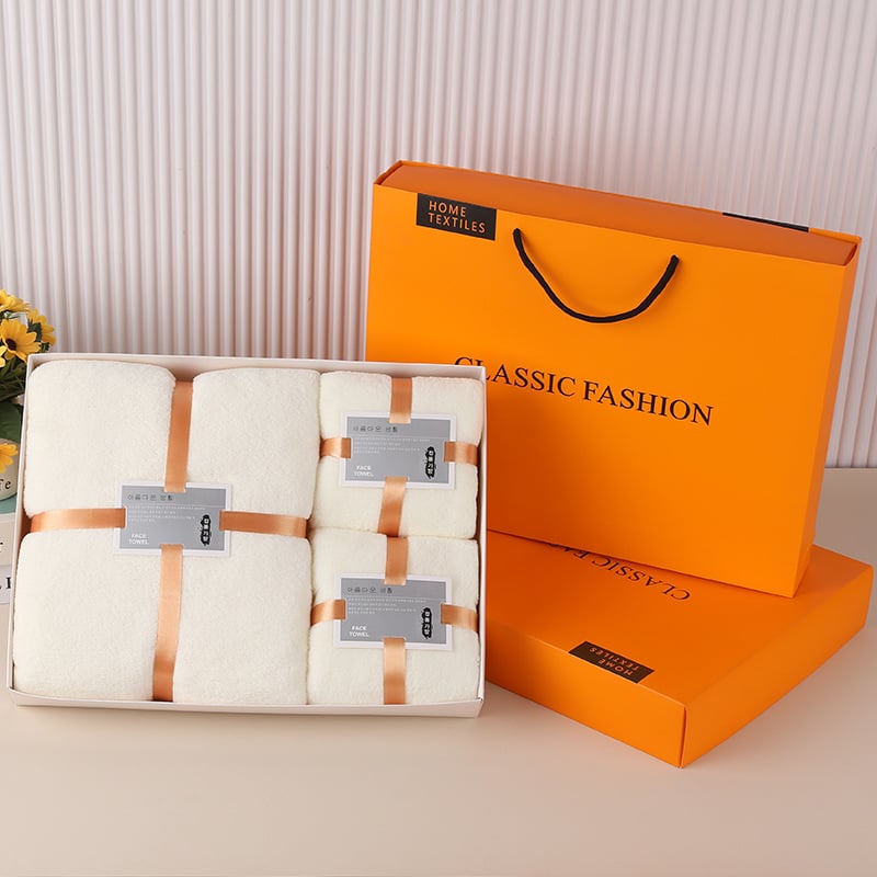 Darčeková súprava uterákov v darčekovej krabičke, korálový zamat, 32 kusov, česaná priadza, ploché tkanie