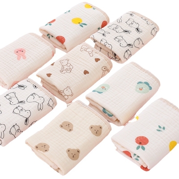 Long Water Prosop pentru fața bebelușului, tifon cu densitate înaltă, șase straturi, prosop pătrat, 60 g, 32 fire, fir simplu