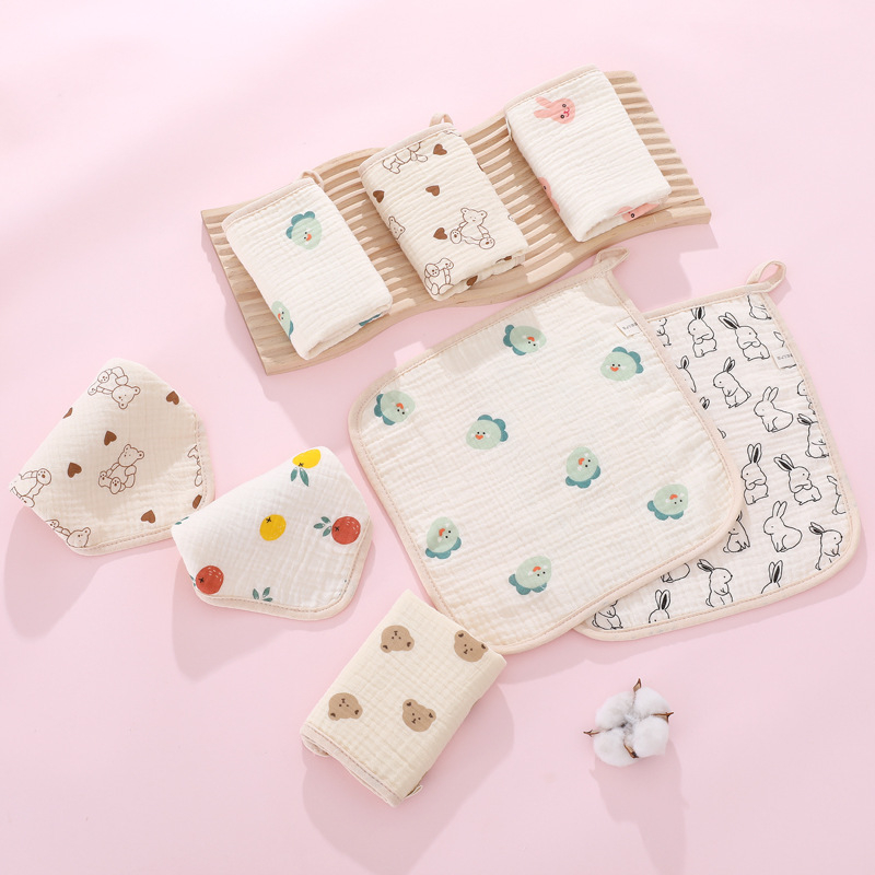 Long Water Prosop pentru fața bebelușului, tifon cu densitate înaltă, șase straturi, prosop pătrat, 60 g, 32 fire, fir simplu