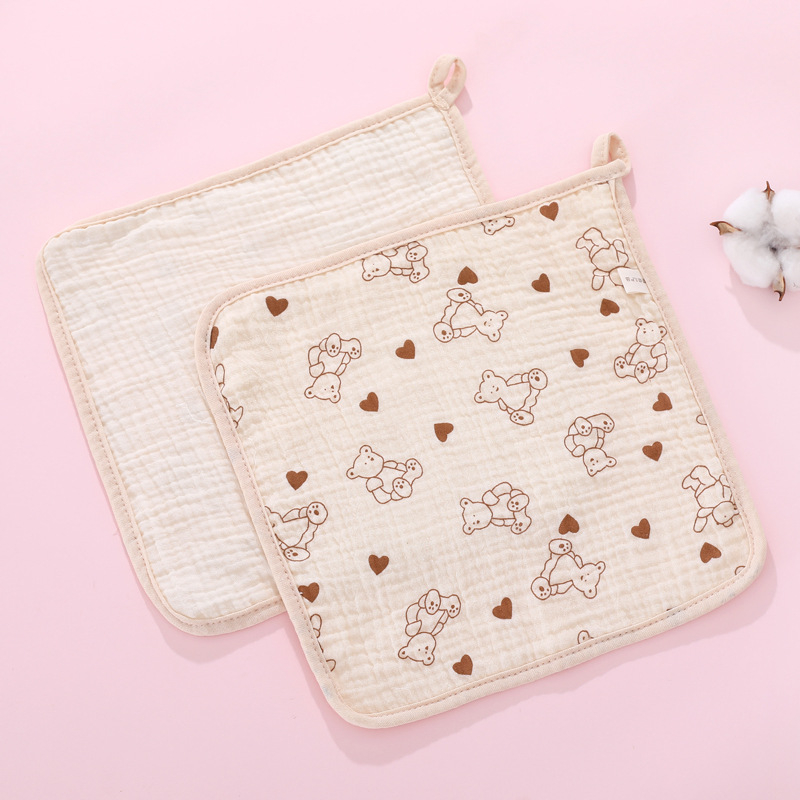 Long Water Prosop pentru fața bebelușului, tifon cu densitate înaltă, șase straturi, prosop pătrat, 60 g, 32 fire, fir simplu