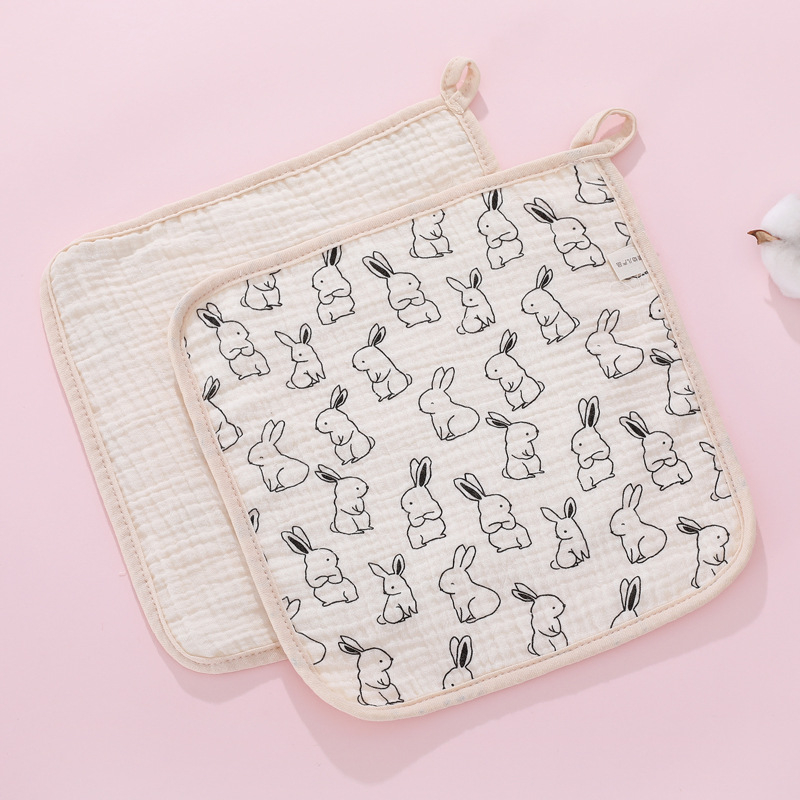 Long Water Prosop pentru fața bebelușului, tifon cu densitate înaltă, șase straturi, prosop pătrat, 60 g, 32 fire, fir simplu