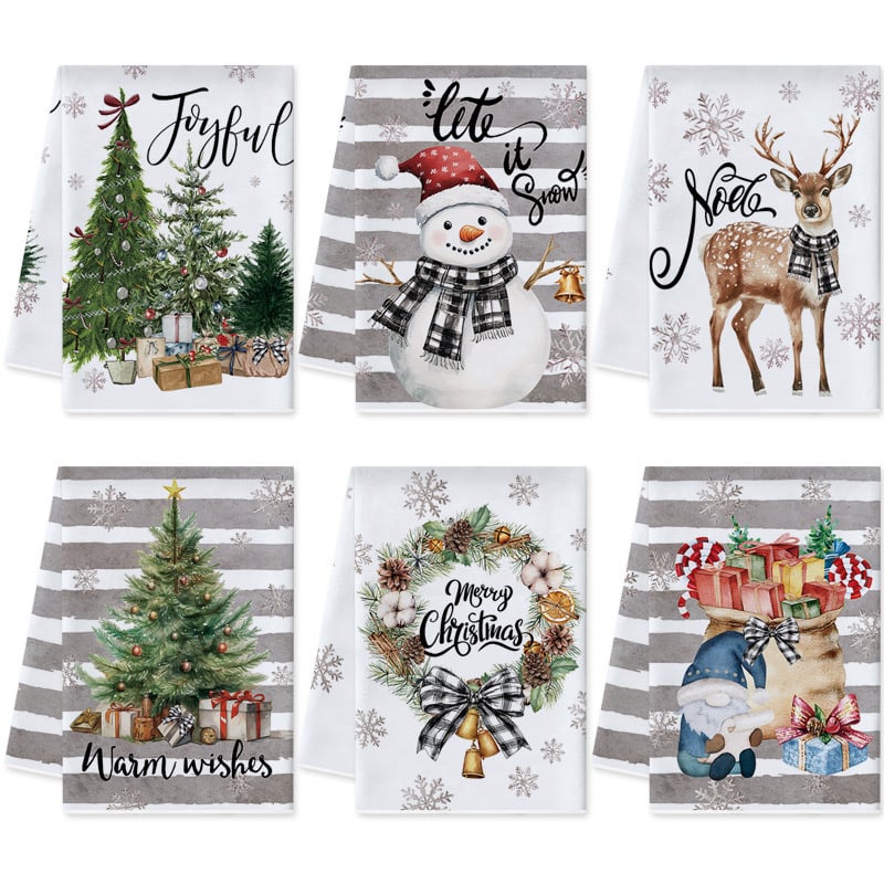 Manquan mikroszálas konyhai törlő – nyomtatott design, 50–80 g, karácsonyi és újévi asztali dekoráció