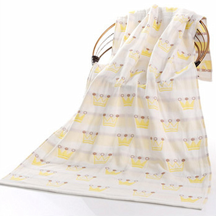 Pamučni jacquard ručnik za kupanje, troslojna gazna tkanina, upija, za odrasle i djecu; sadržaj pamuka 95%, pređa 32s, masa 200–300 g