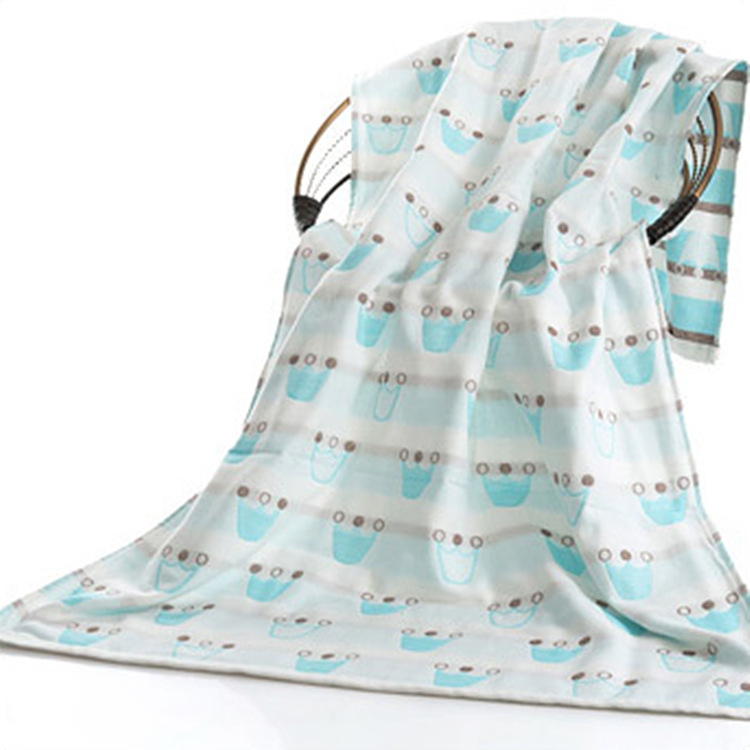 Pamučni jacquard ručnik za kupanje, troslojna gazna tkanina, upija, za odrasle i djecu; sadržaj pamuka 95%, pređa 32s, masa 200–300 g