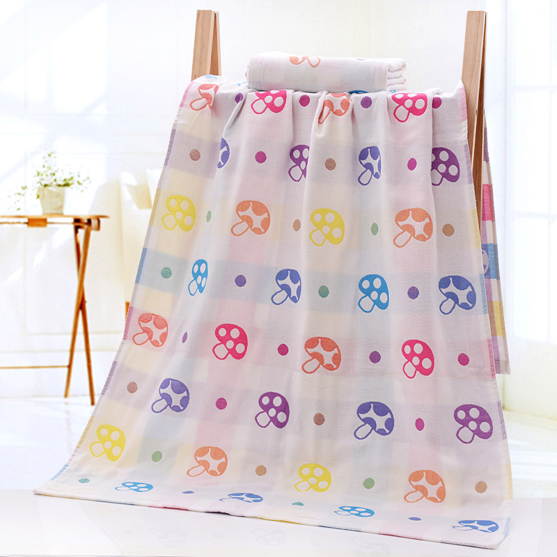 Pamučni jacquard ručnik za kupanje, troslojna gazna tkanina, upija, za odrasle i djecu; sadržaj pamuka 95%, pređa 32s, masa 200–300 g
