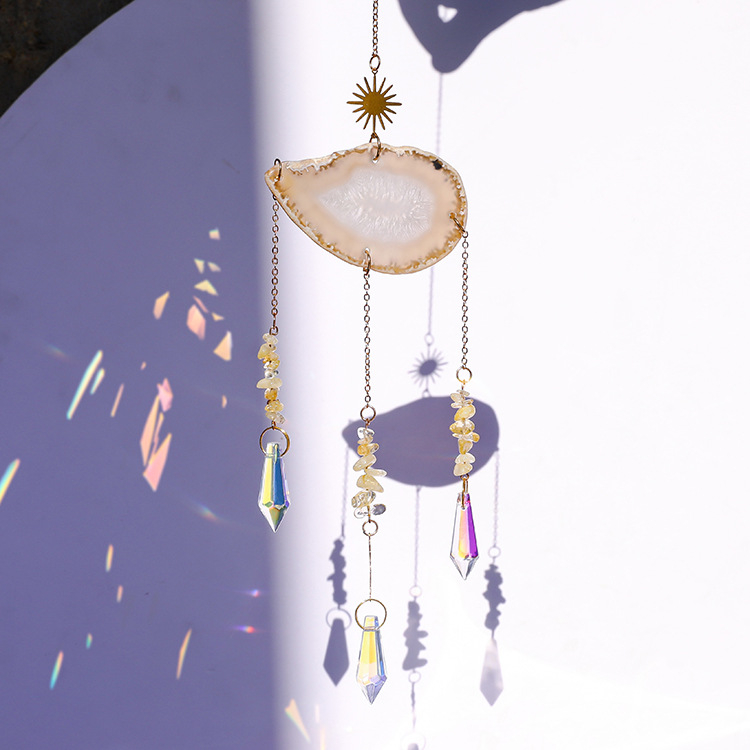 Prirodni bijeli kristalni sun catcher, geometrijski kristalni privjesak, prilagodljiv