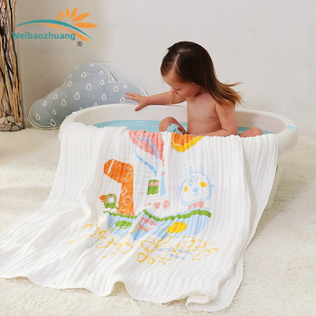 Sešslāņu gazes vannas dvielis zīdaiņiem – 100% kokvilna, 370 g, logotipa apdruka, personalizācija