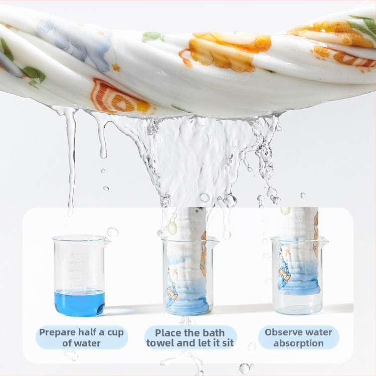 Prosop de baie pentru bebeluși din tifon — 100% bumbac, 350 g, fir pieptănat, Shinando