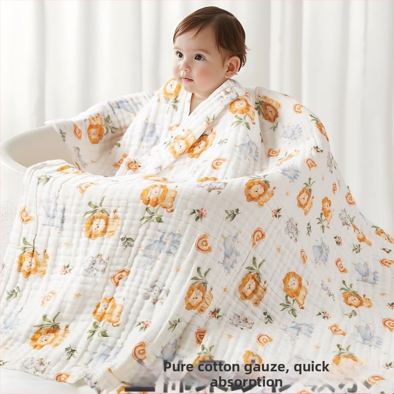 Prosop de baie pentru bebeluși din tifon — 100% bumbac, 350 g, fir pieptănat, Shinando